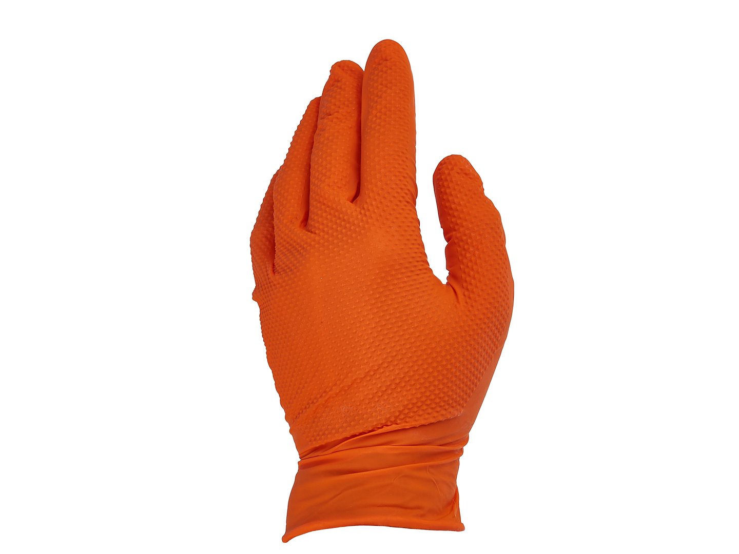 Nitrilové rukavice Solid Grip 3D, pevné, odolné chemikáliím, 50 ks, oranžové, velikost XL