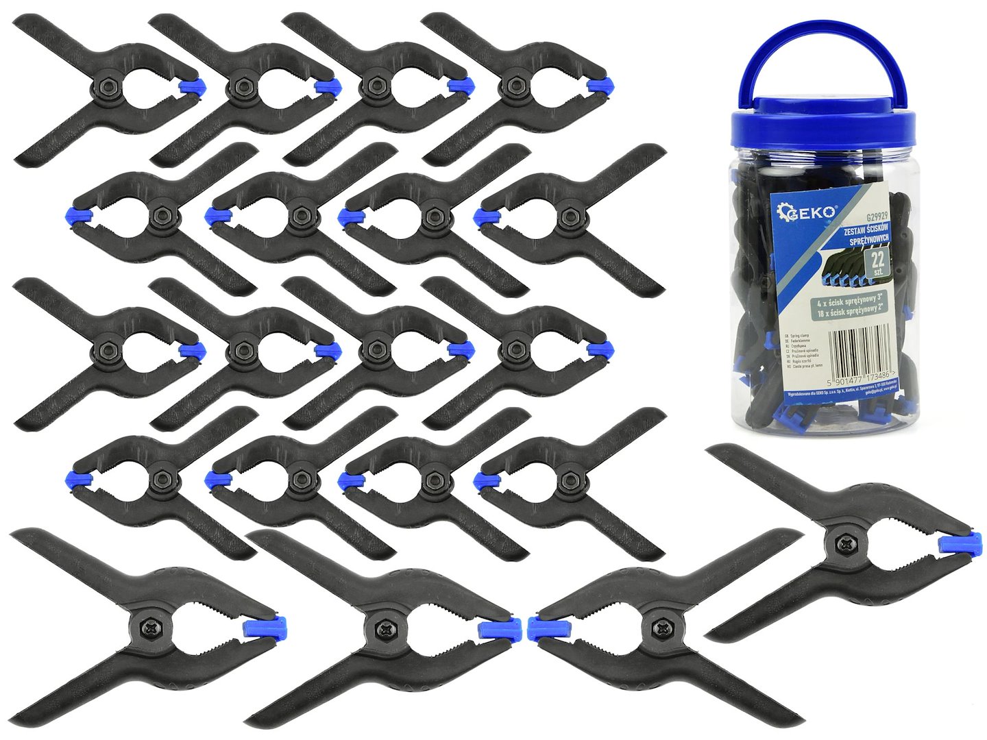Sada pružinových svorek, 22ks - GEKO