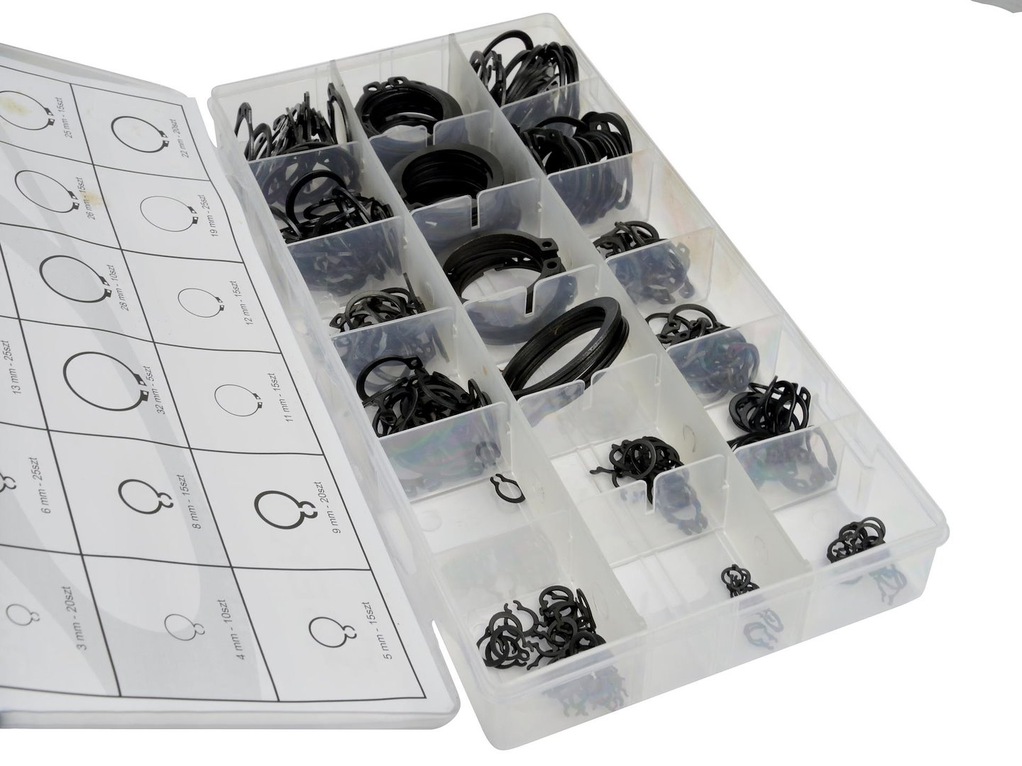 Pojistné kroužky sada 300ks, R1-R19, pr. 3 -32mm, – GEKO