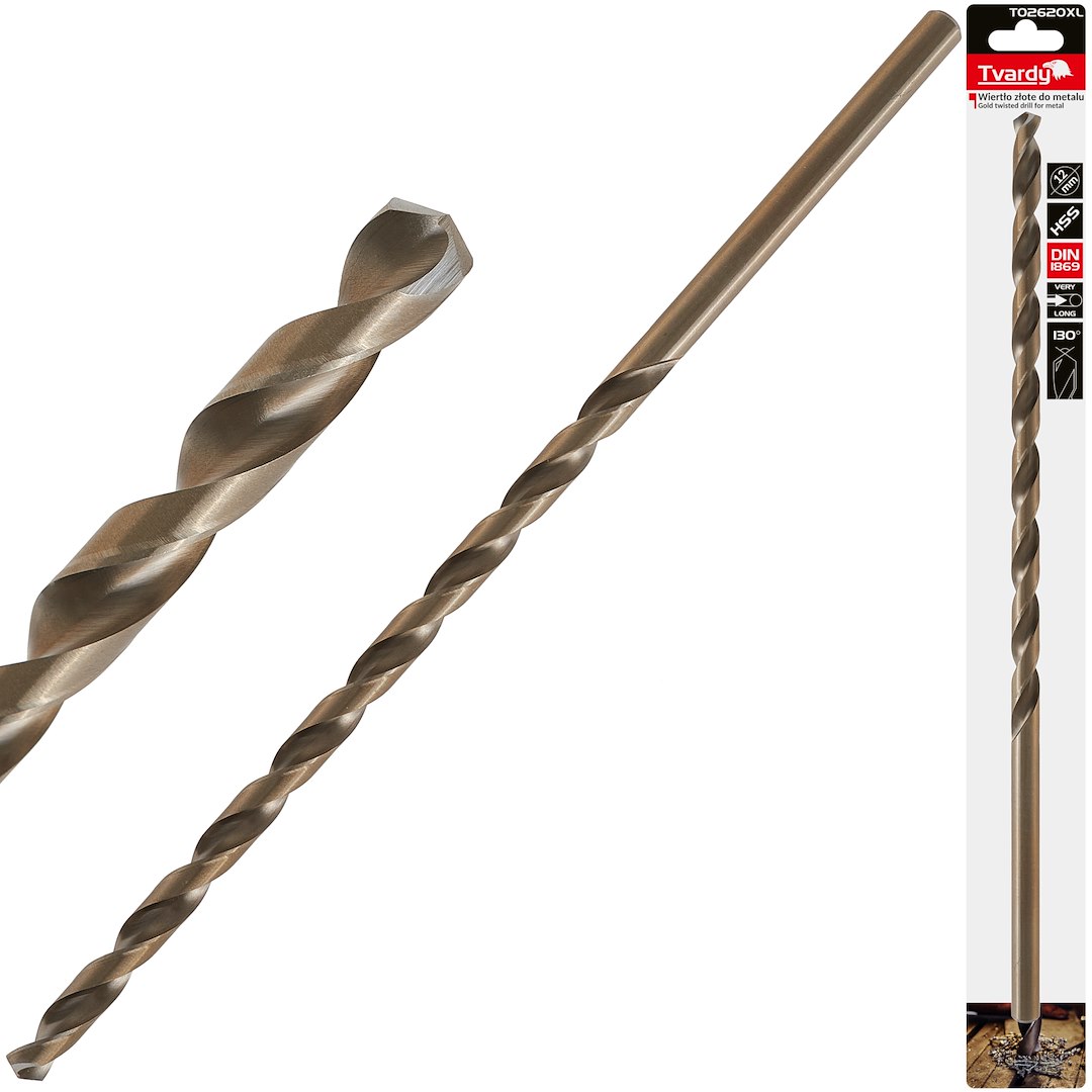 GEKO Dlouhý HSS DIN1869 12,0 x 375 mm zlatý kovový spirálový vrták