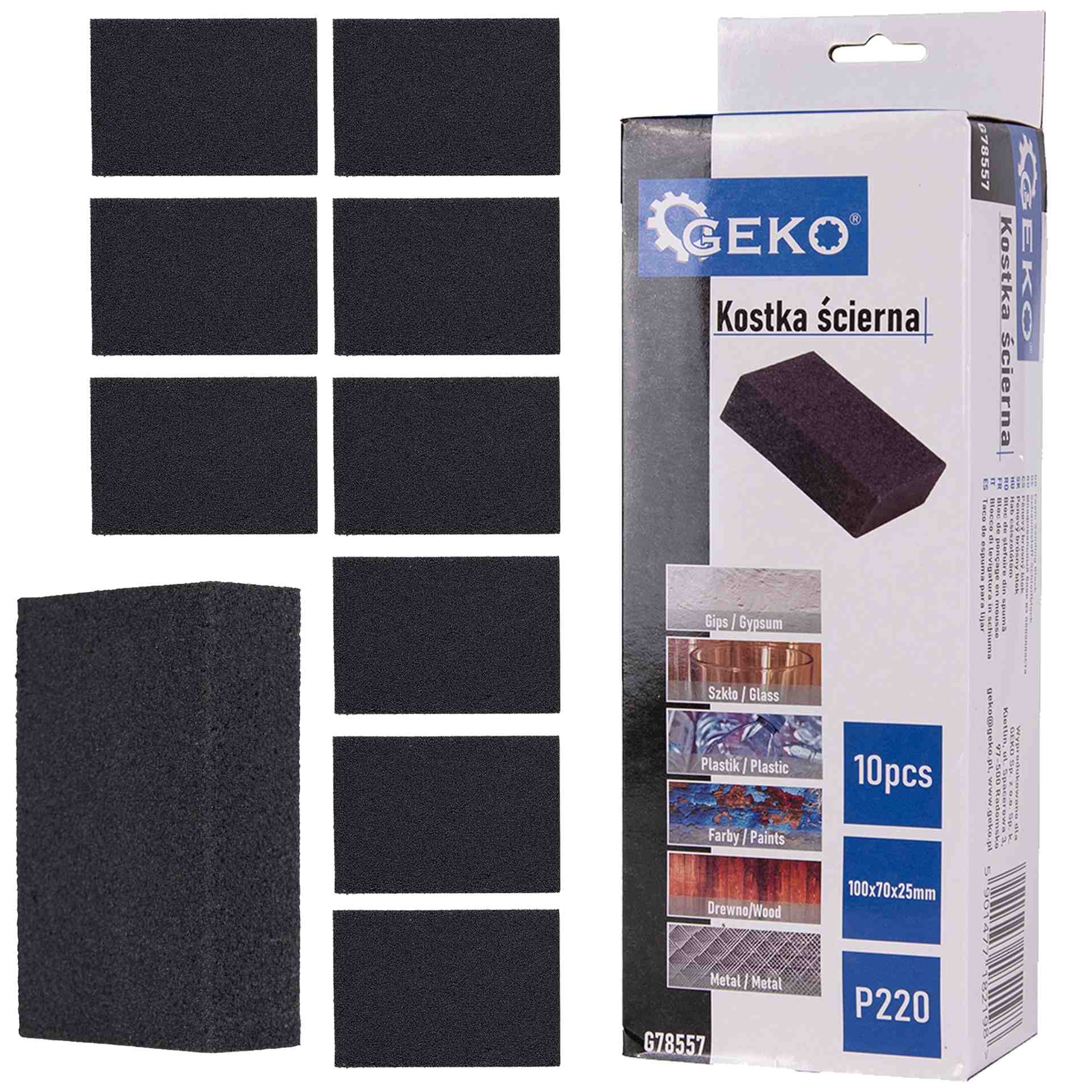 GEKO Pěnový brusný blok 70 x 100 x 25 mm P220