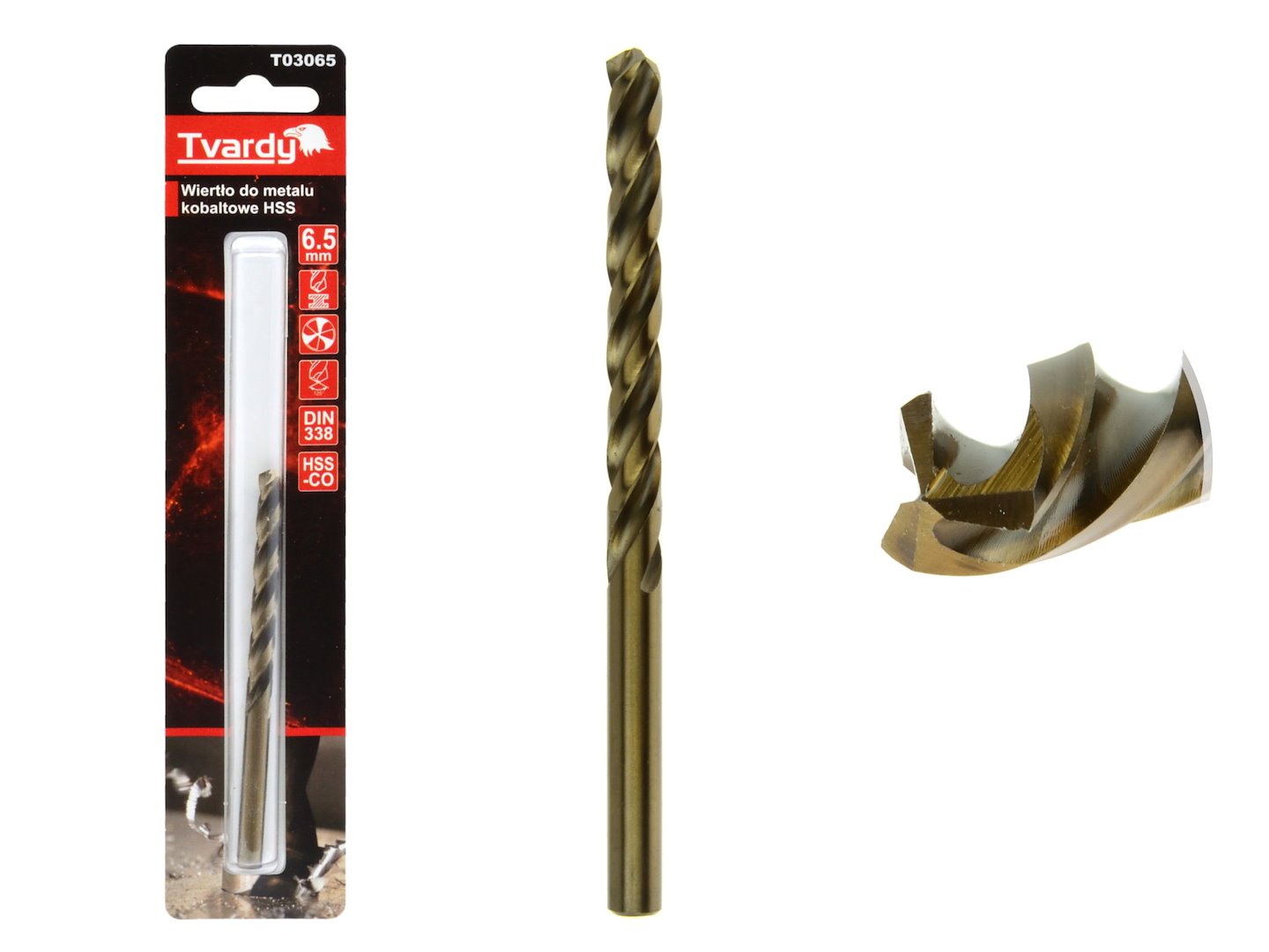 GEKO HSS kobaltový vrták M35 3 drážky ostrý 6,5 mm