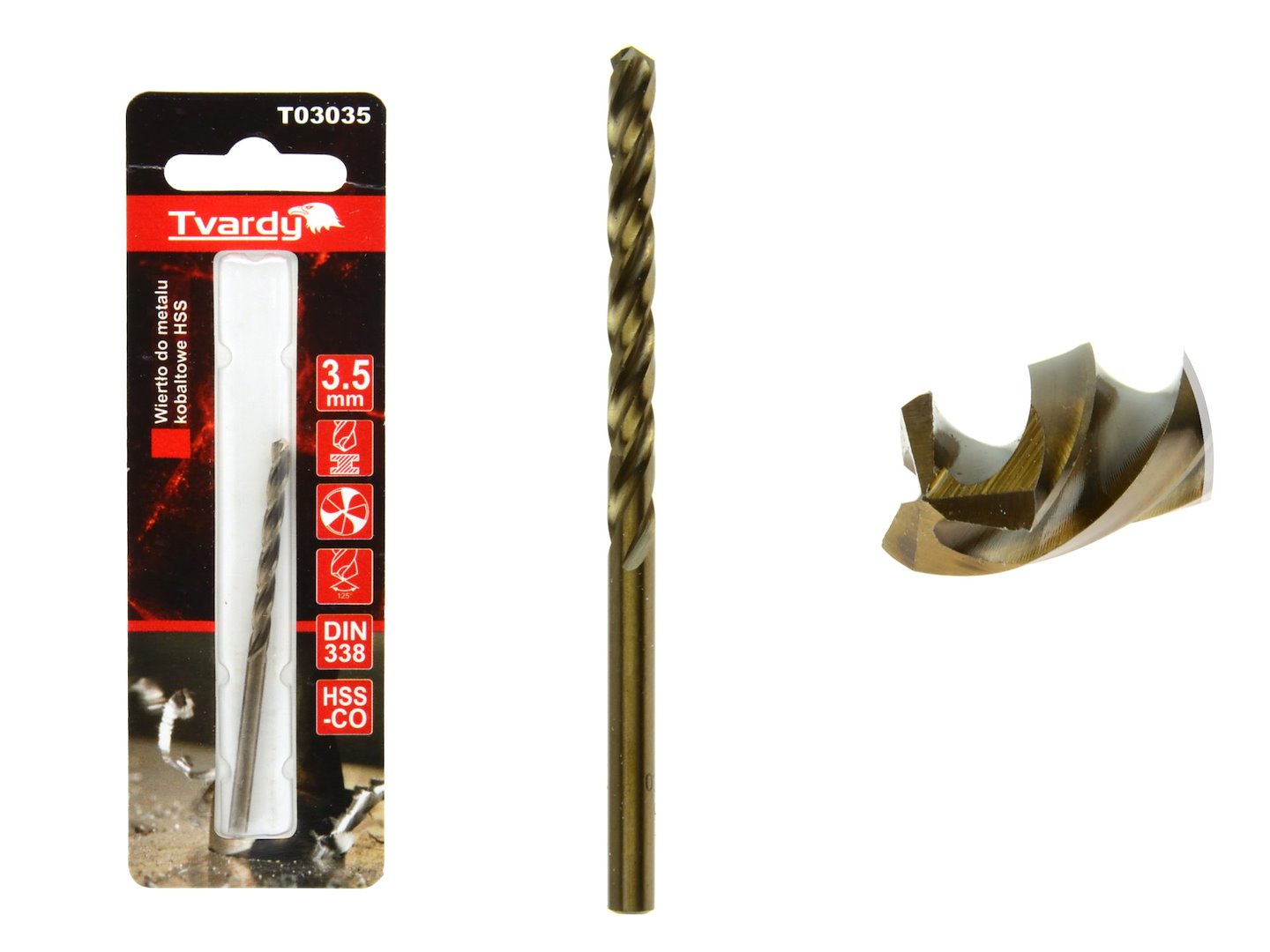 GEKO HSS kobaltový vrták M35 3 drážky ostrý 3,5 mm