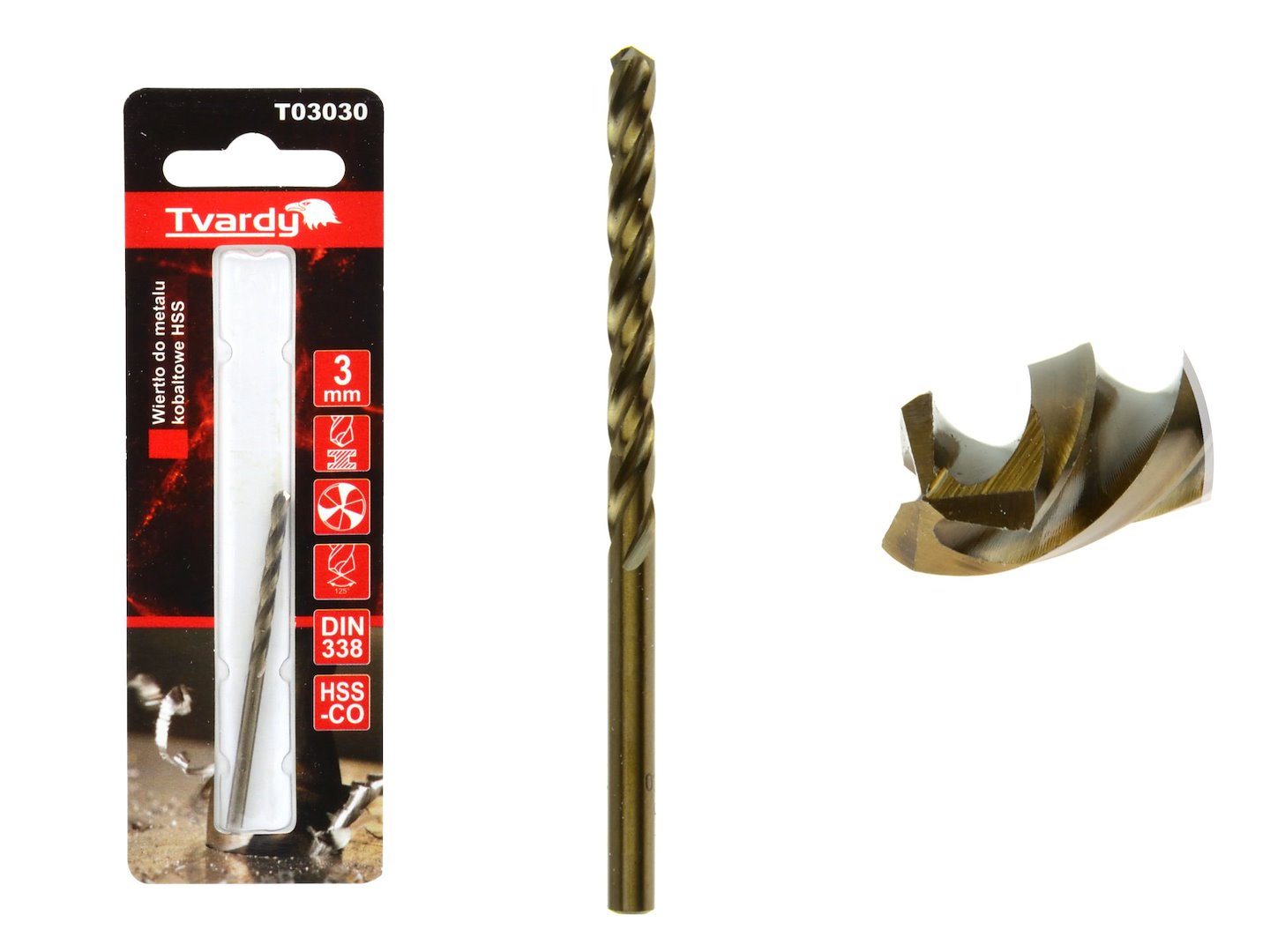 GEKO HSS kobaltový vrták M35 3 drážky ostrý 3 mm