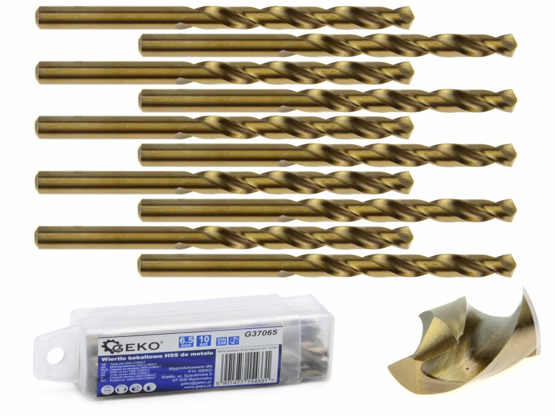 GEKO Vrták do kovu 6,5mm HSS Co5 kobalt, balení 10 ks