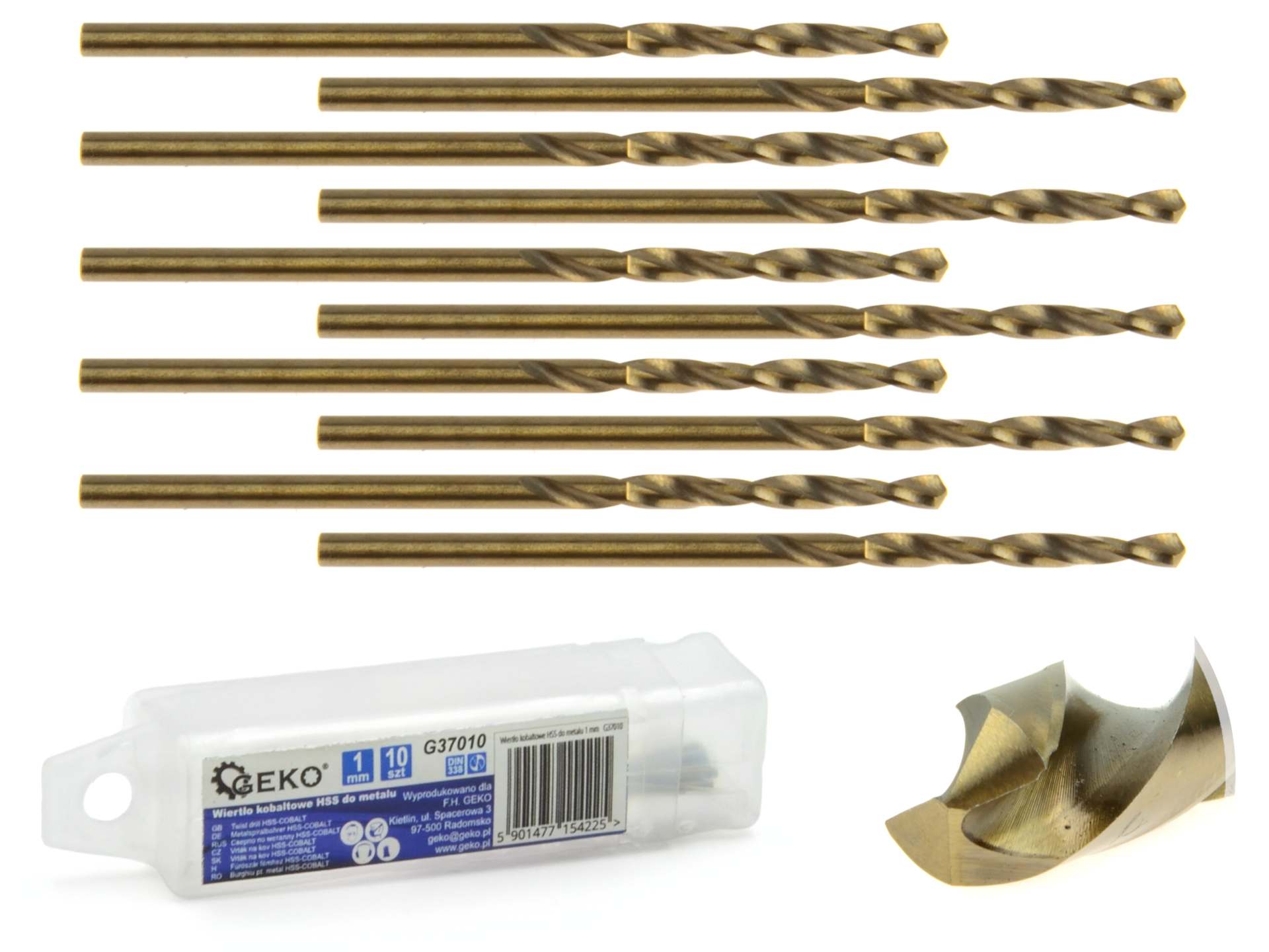 GEKO Vrták do kovu 1mm HSS Co5 kobalt, balení 10 ks