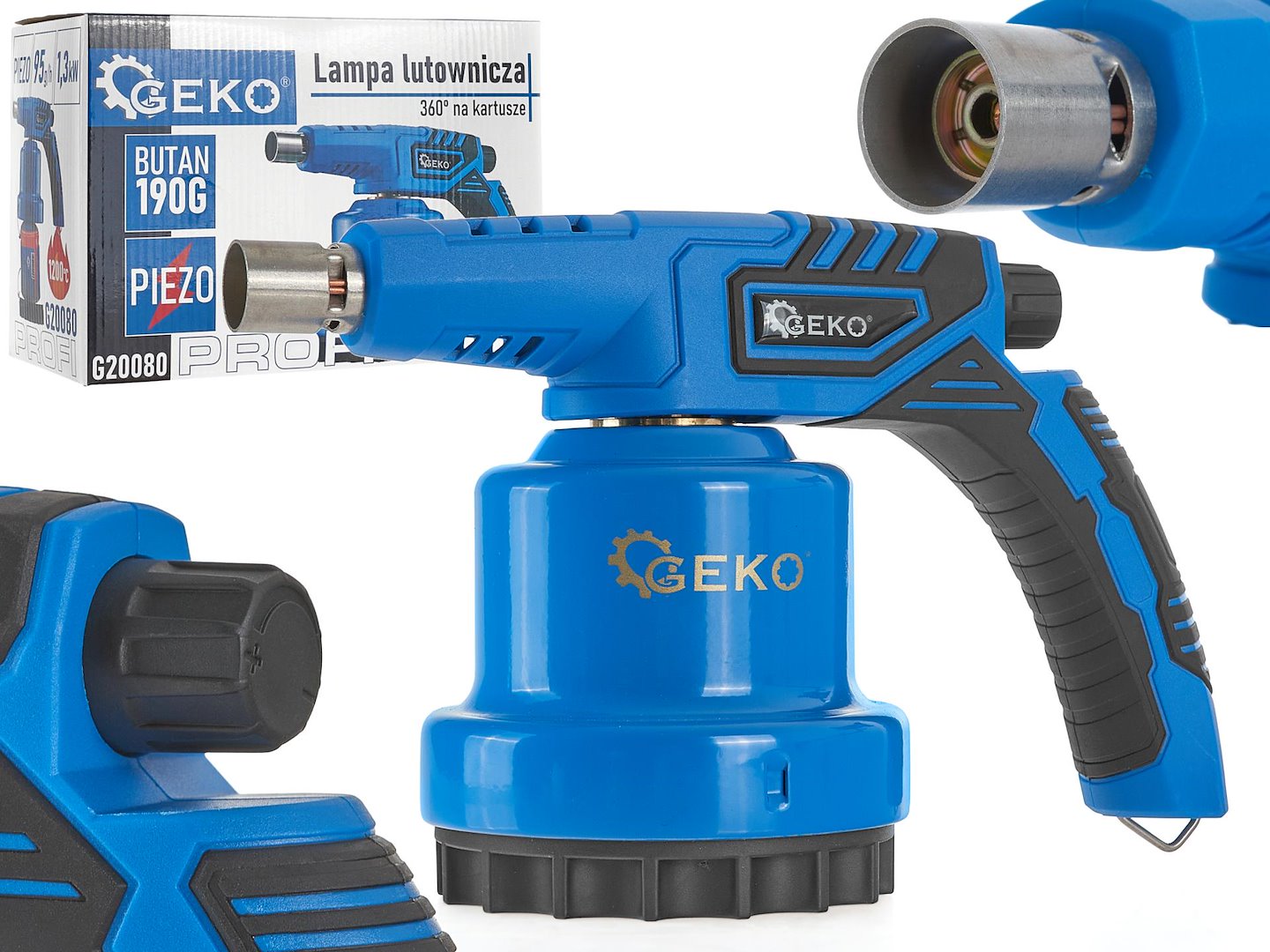 GEKO Hořák s 360° otočným plamenem (piezoelektrické zapalování) s kovovým pouzdrem PROFI