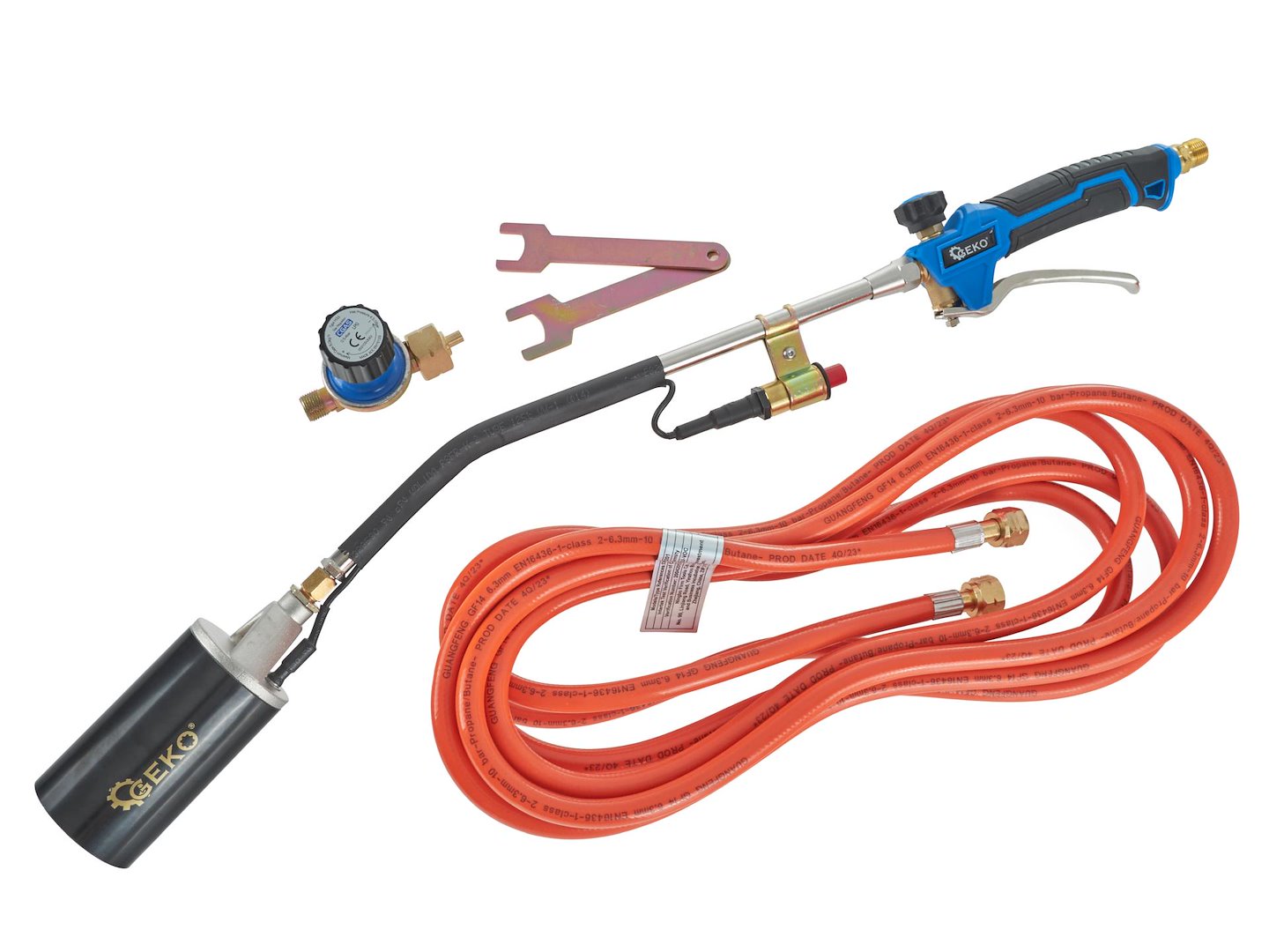 GEKO Plynový hořák s piezo zapalováním, o60mm, hadice 5m, regulátor tlaku (obrázek 3)