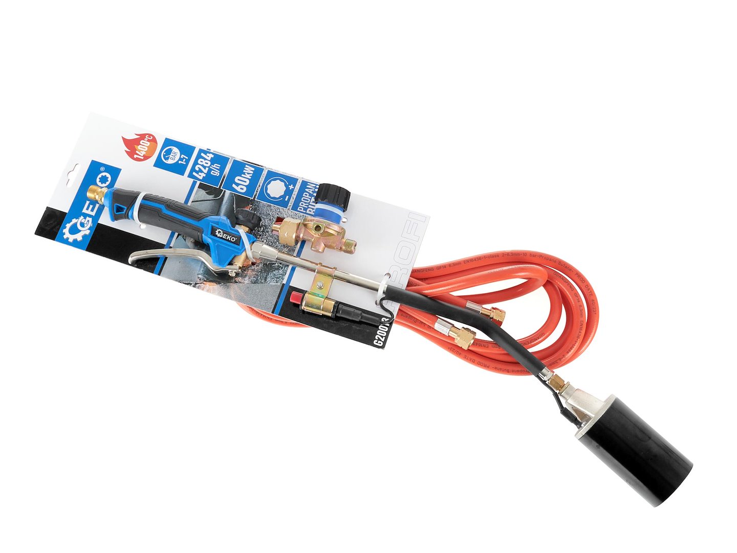 GEKO Plynový hořák s piezo zapalováním, o60mm, hadice 5m, regulátor tlaku (obrázek 4)