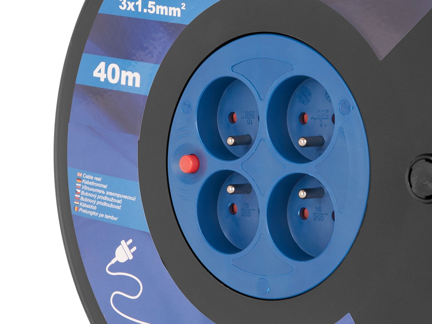 GEKO Prodlužovací kabel na bubnu 3x1.5mm2, 40m, 4 zásuvky (obrázek 3)