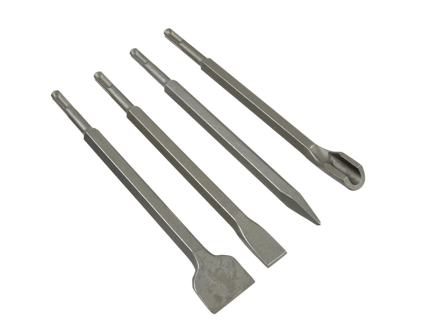 GEKO Sekáče SDS PLUS, sada 4ks, 250mm:, plochý 20 a 40mm, špičatý, drážkovací