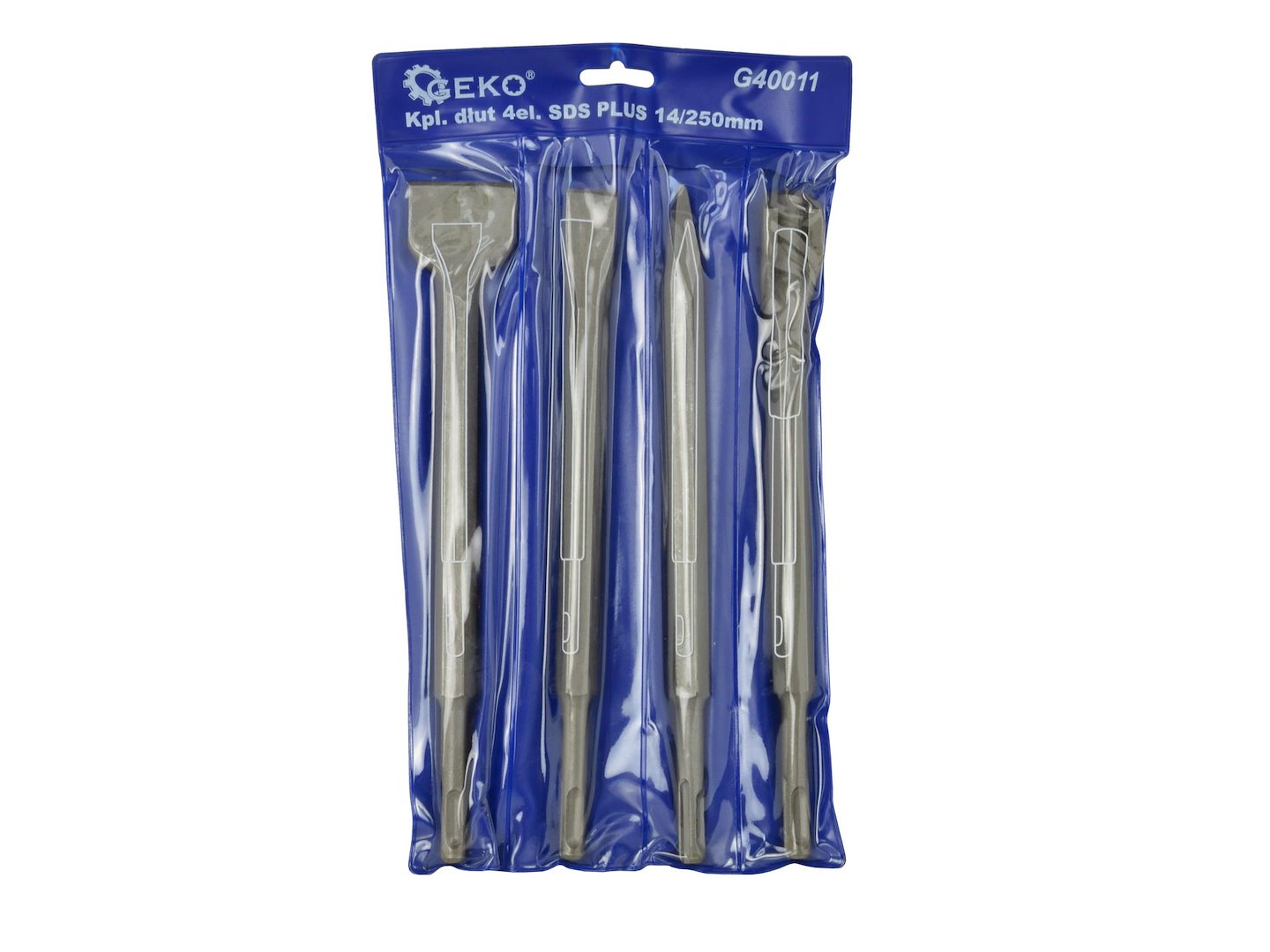 GEKO Sekáče SDS PLUS, sada 4ks, 250mm:, plochý 20 a 40mm, špičatý, drážkovací (obrázek 3)