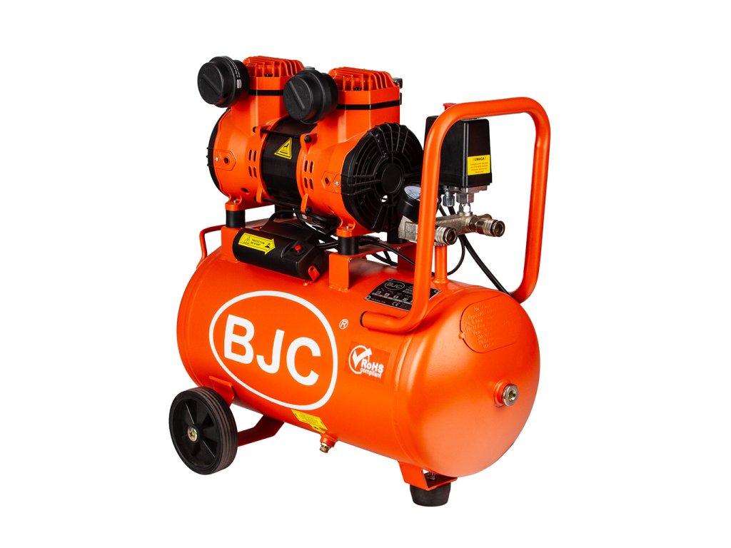 Kompresor bezolejový 24 l, 2 písty, 230 V, 8 bar, tichý - BJC