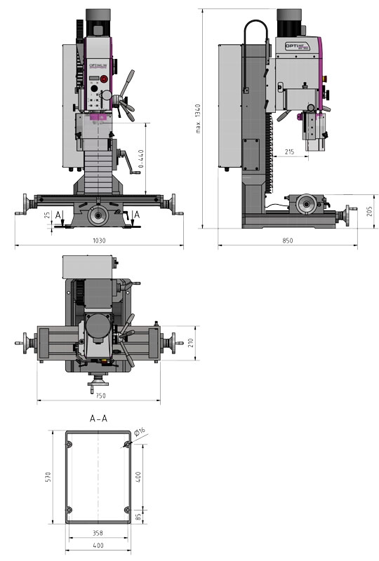 OPTIMUM Vrtačko-frézka OPTImill MH 35 G (obrázek 4)