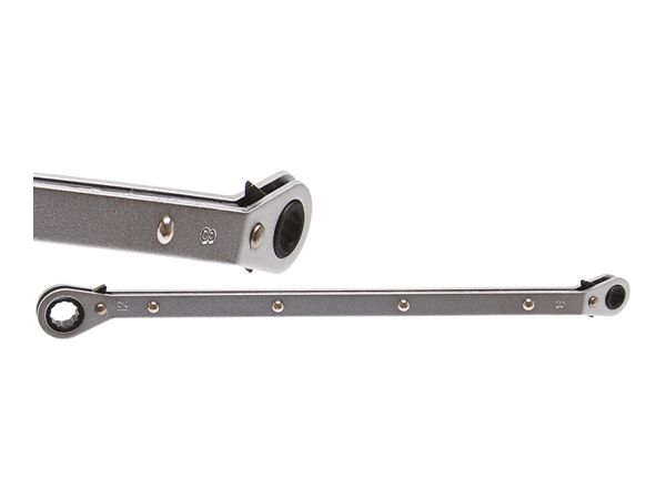Levně BGS Technic BGS 8264 Oboustranný očkový klíč 8 x 10 mm s ráčnou vyhnutý, 12hranný. Pro žha