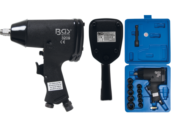 Levně BGS Technic BGS 3223 Pneumatický rázový utahovák 1/2" - sada 16 dílů (366 Nm)