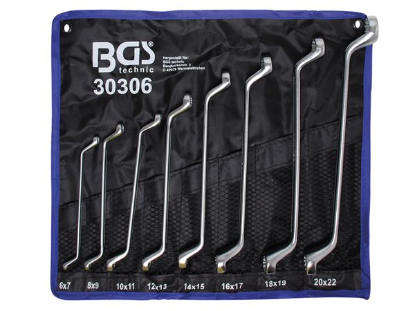 Levně BGS Technic BGS 30306 Oboustranné očkové klíče 6 ÷ 22 mm, vyhnuté, dle DIN 838. Sada 8 ks