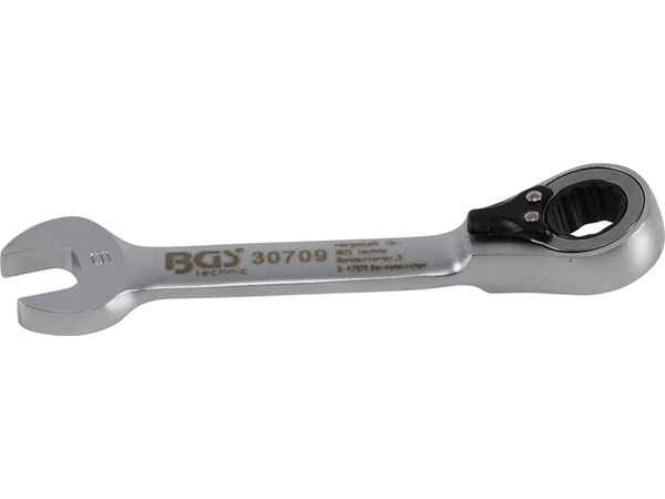 Levně BGS Technic BGS 30709 Očkoplochý klíč 9 mm s ráčnou, extra krátký