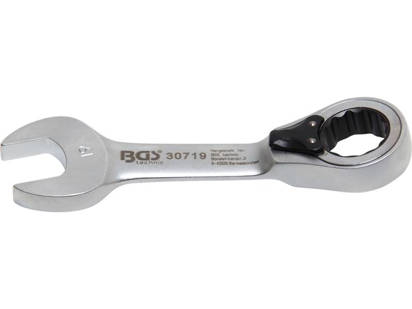 Levně BGS Technic BGS 30719 Očkoplochý klíč 19 mm s ráčnou, extra krátký