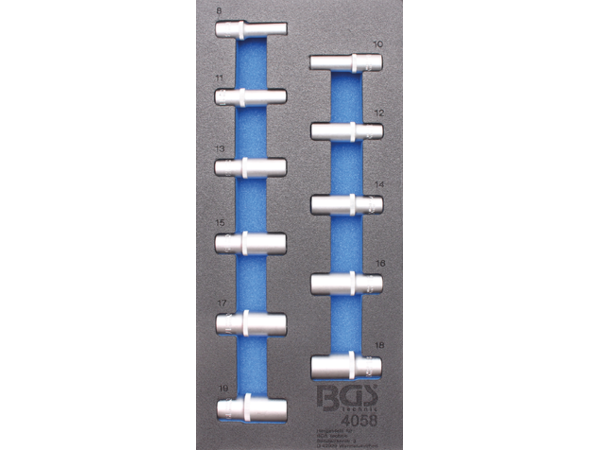 Levně BGS Technic BGS 4058 Nástrčné bitové hlavice 3/8", šestihran 8 ÷ 19 mm. Sada 11 dílů