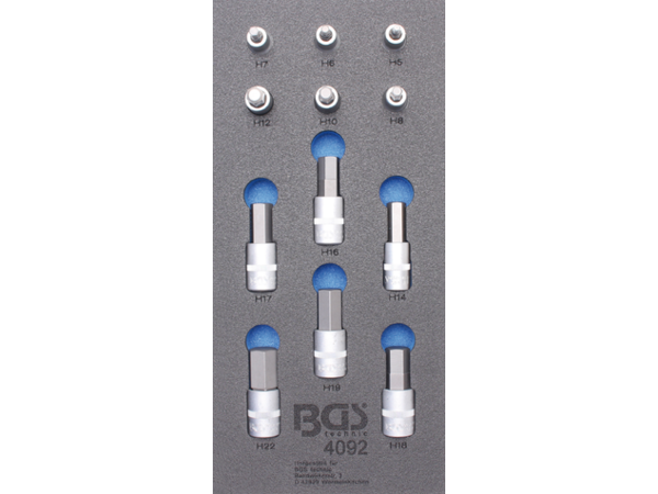 Levně BGS Technic BGS 4092 Zástrčné bitové hlavice 1/2", šestihran 5 ÷ 22 mm. Sada 12 dílů