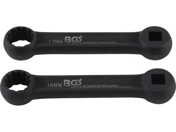 Levně BGS Technic BGS 9524 Očkové klíče 3/8" 12hrané 16 ÷ 17 mm Sada 2 ks na ložiska motoru Merc