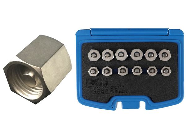 Levně BGS Technic BGS 9540 Zátky vstřikovače M12 x 1,5 a M14 x 1,5 mm. Sada 12 dílů