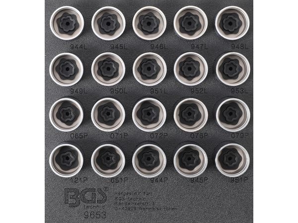 Levně BGS Technic BGS 9653 Zástrčné hlavice 19 mm pro bezpečnostní šrouby pro Volvo Sada 20 dílů