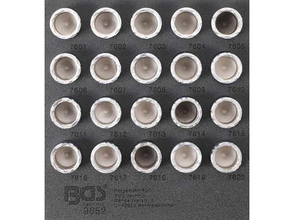 Levně BGS Technic BGS 9652 Zástrčné hlavice 19 mm pro bezpečnostní šrouby kol Volvo (Sada 20 díl
