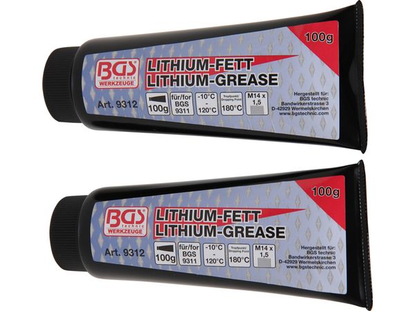 Levně BGS Technic BGS 9312 Lithný mazací tuk 2 x 100 g v tubě pro mini maznici BGS 9311