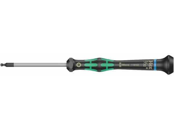 Wera 118102 Šroubovák šestihranný 3/32"x60 mm s kulovou hlavou k použití v elektronice Kra