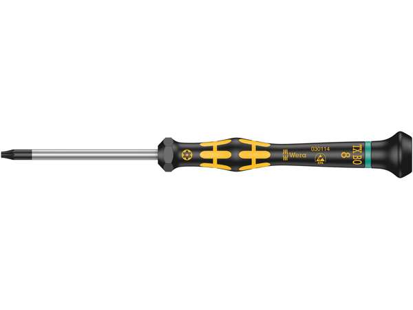 Levně Wera 030114 Šroubovák ESD Kraftform Micro TORX® TX 8 BO x 60 mm s otvorem, typ 1567