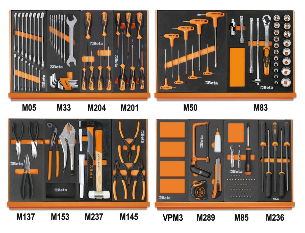 Levně Sada modulů - 144 ks nářadí pro servis a údržbu, 4 pěnové EVA moduly - Beta Tools