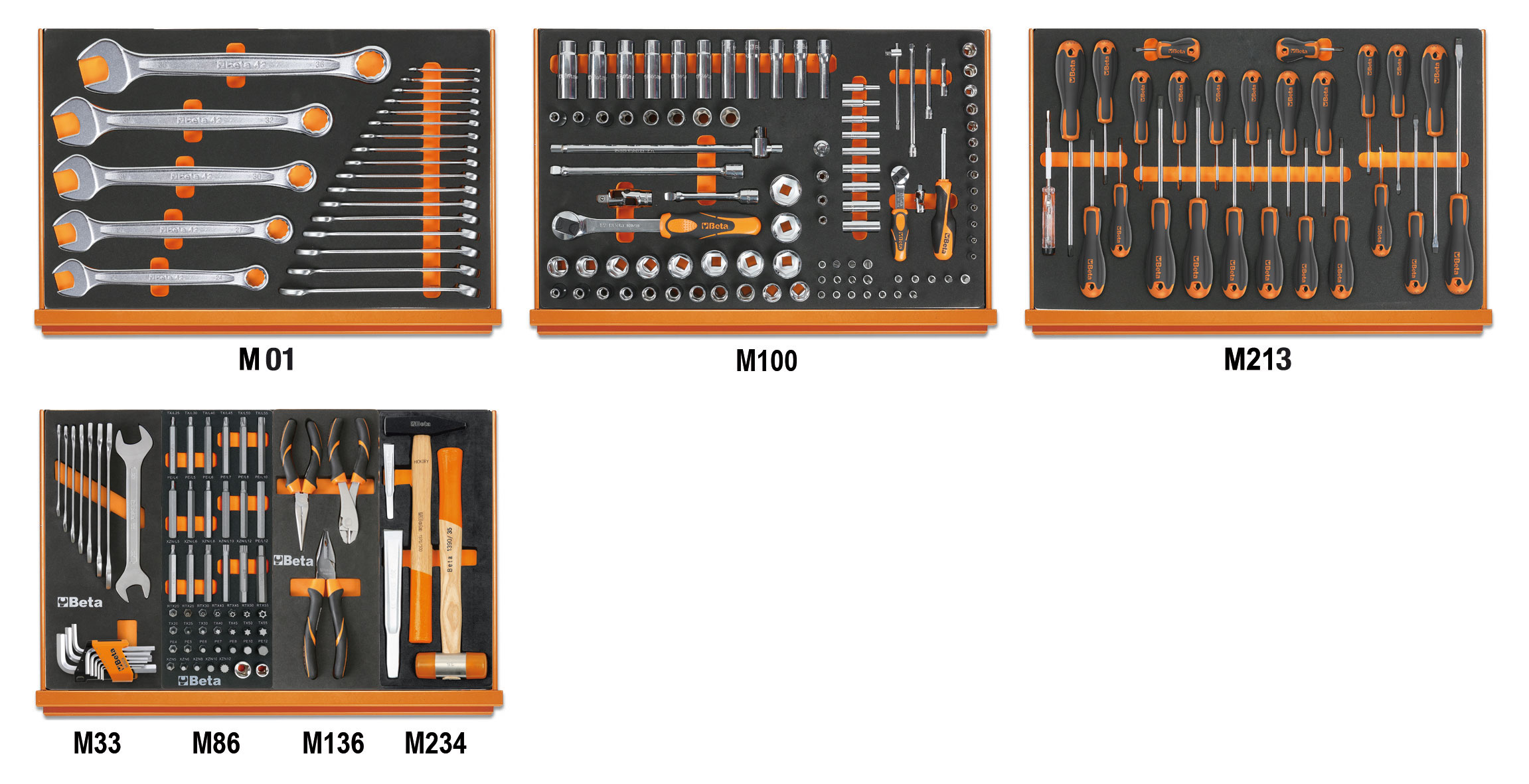 Levně Sada modulů - 215 ks nářadí pro servis a údržbu, 4 pěnové EVA moduly - Beta Tools