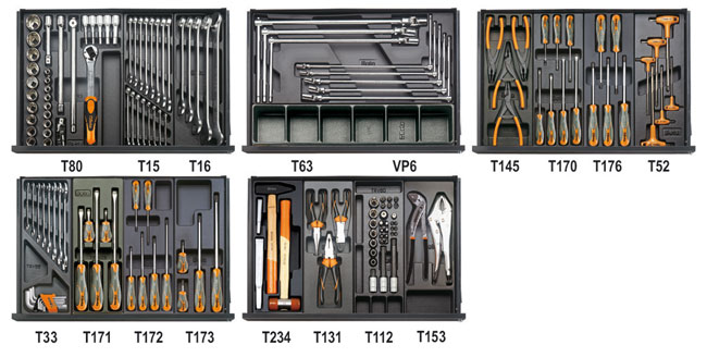 Levně Sada modulů - 153 ks nářadí pro opravu automobilů, 5 plastových modulů - Beta Tools