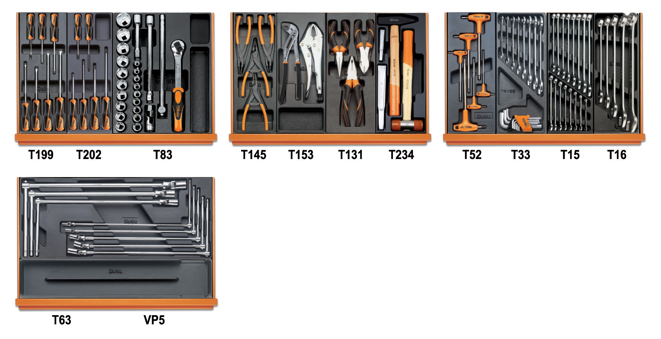 Levně Sada modulů - 102 ks nářadí pro opravu automobilů, 4 plastové moduly - Beta Tools