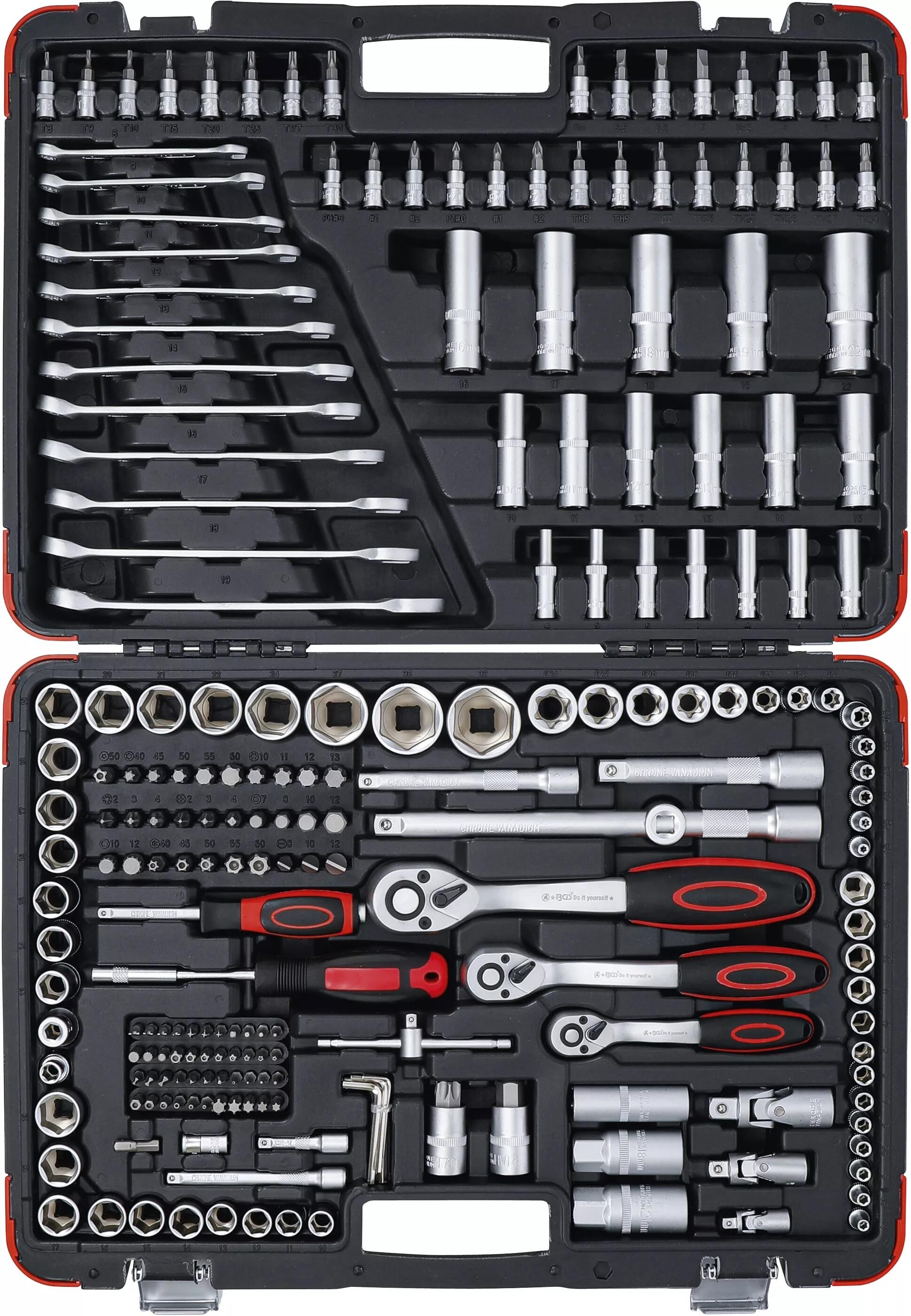 Gola sada 1/4"+3/8"+1/2", 4,0 - 32,0 mm, 216 dílů - BGS 15216
