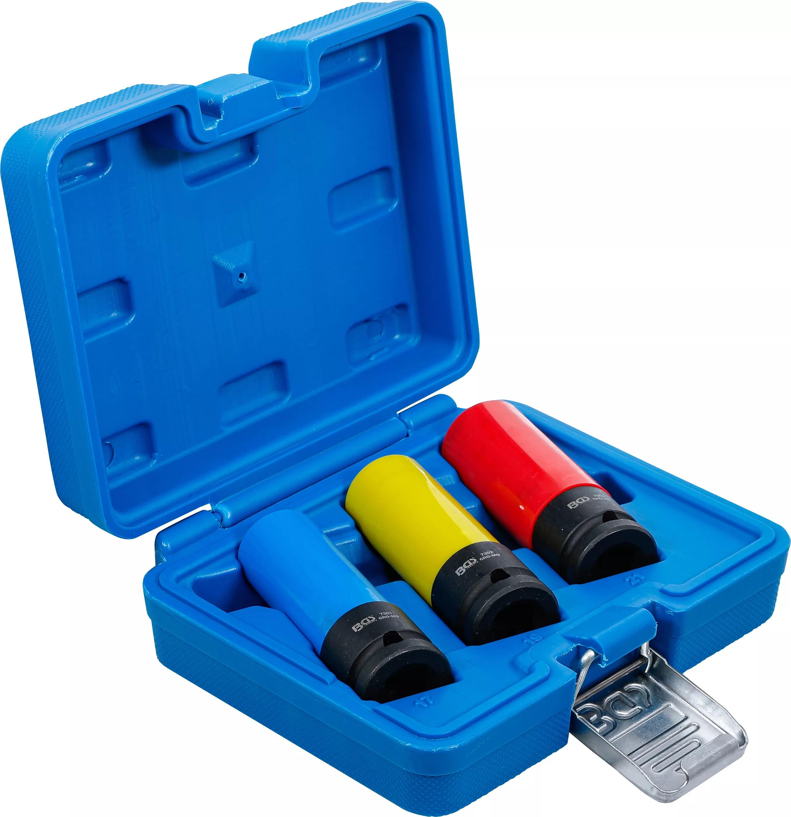 BGS Technic BGS 7300 Nástrčné hlavíce 1/2" 17 ÷ 21 mm, prodloužené pro Al kola (Sada 3 ks)