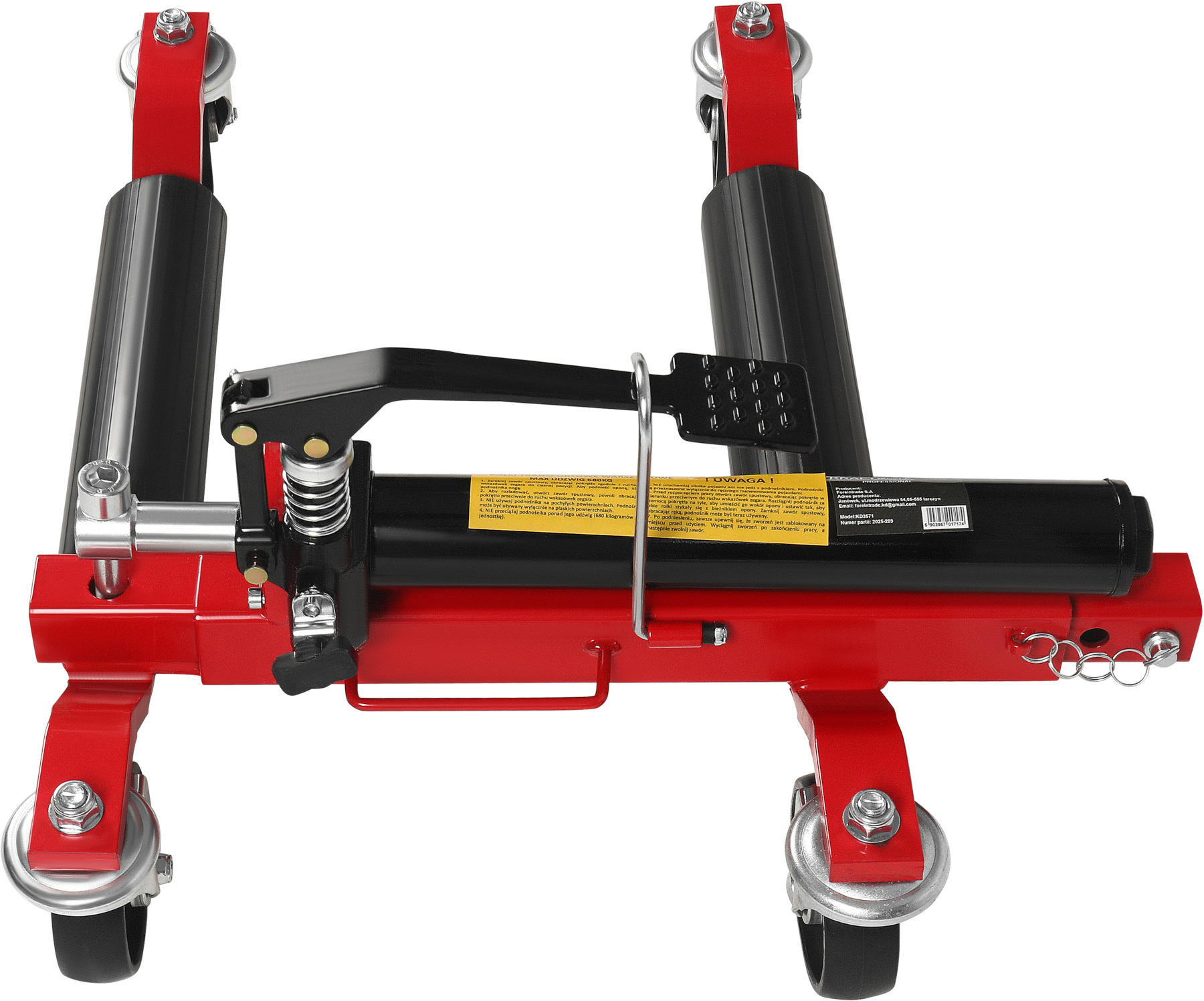 KRAFT&DELE KD3571 Kolový zvedák pro převoz automobilu, nosnost 680 kg, 346–650 mm