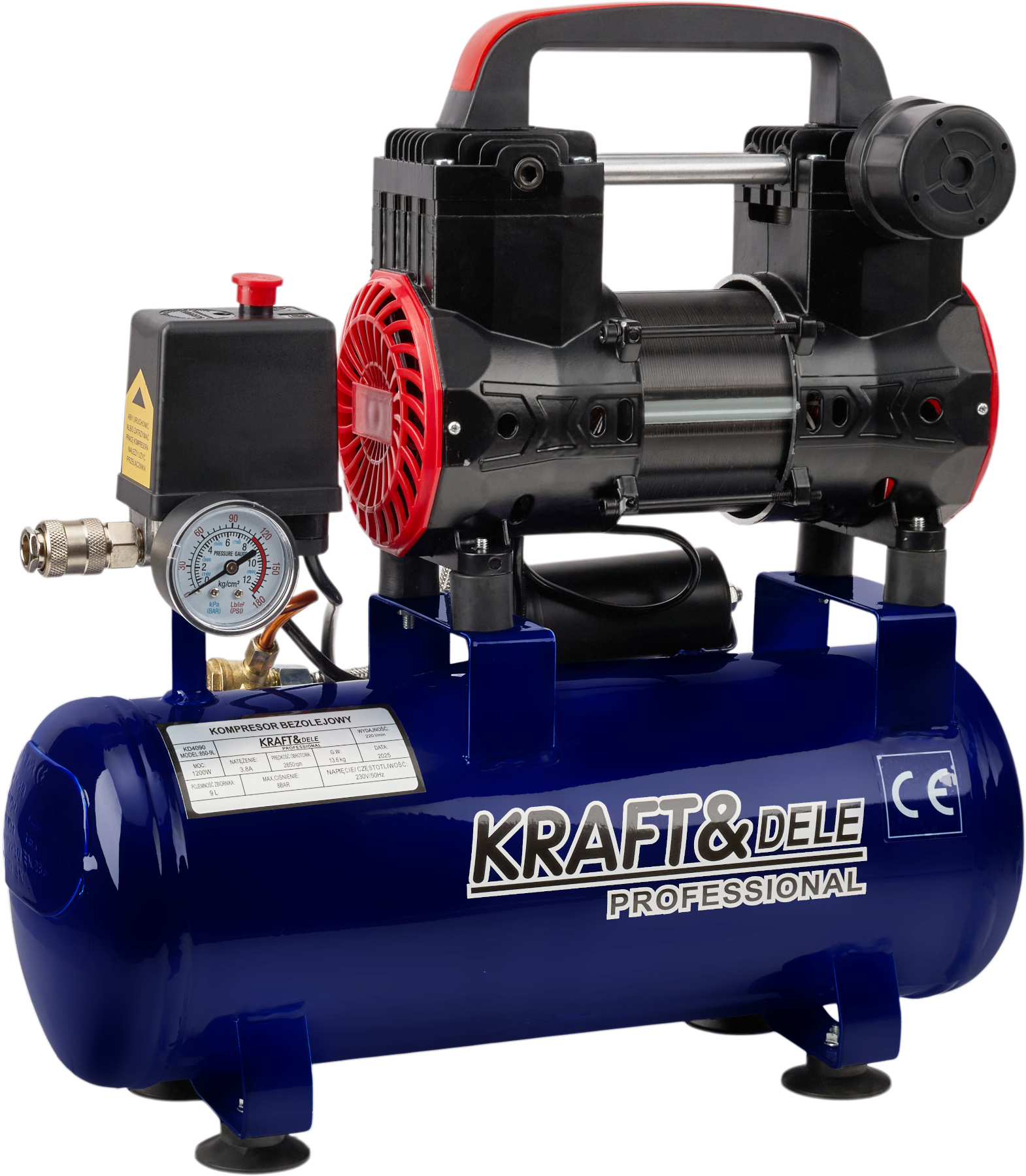 Bezolejový kompresor 9 l, 1200 W, 220 l/min KD4090