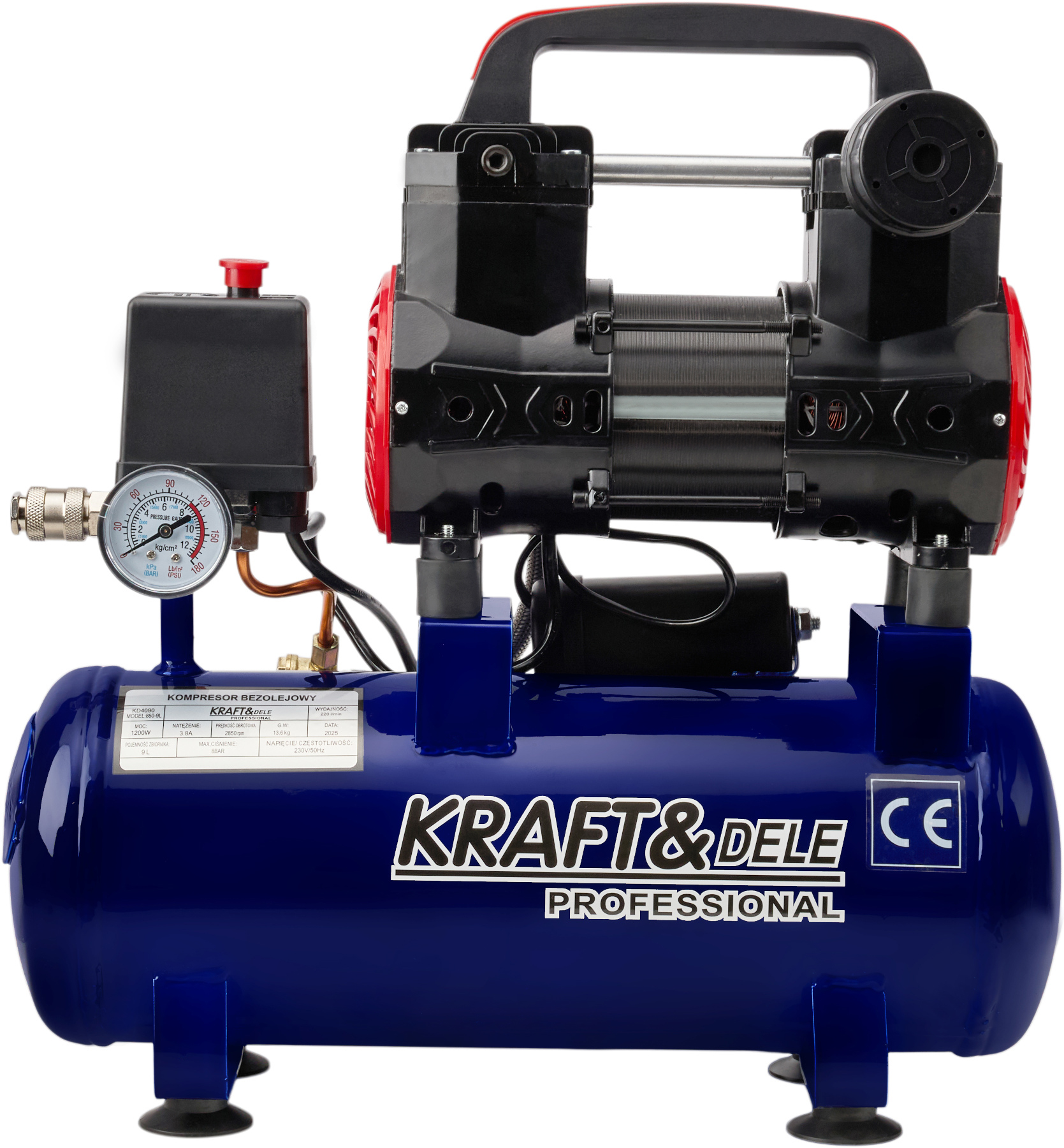 Bezolejový kompresor 9 l, 1200 W, 220 l/min KD4090