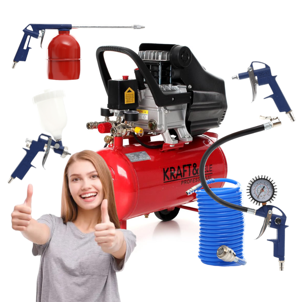 Olejový kompresor 24 l KD400 + sada 8 v 1 KD400-K3