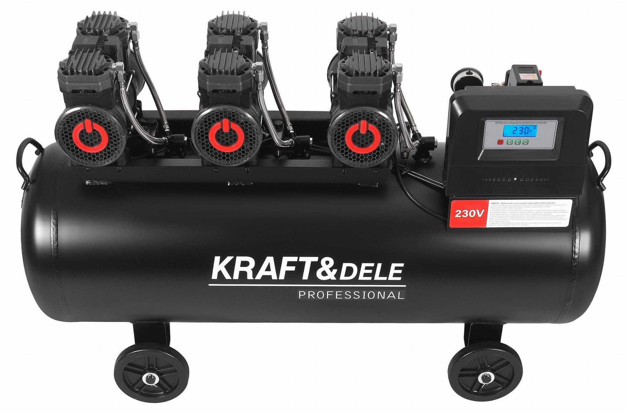 Bezolejový kompresor 200 l, 3 × 2200 W + odlučovač a manometr s glycerinem KD4084