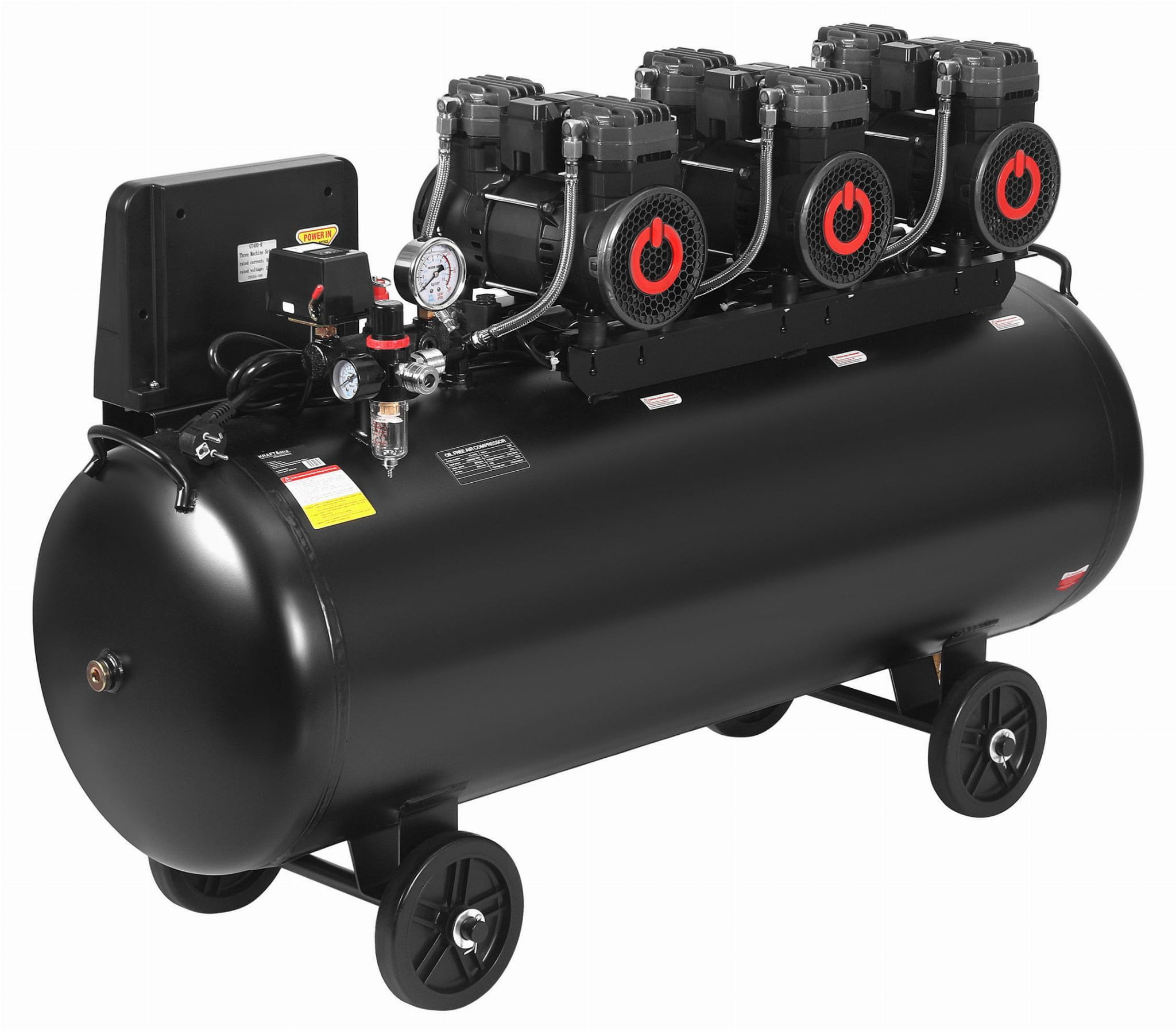 Bezolejový kompresor 200 l, 3 × 2200 W + odlučovač a manometr s glycerinem KD4084