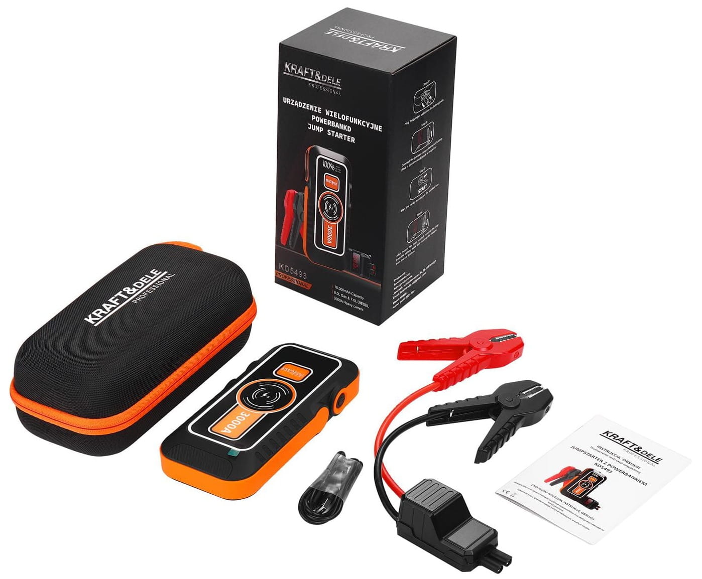 Startovací zdroj / powerbanka 16 000 mAh s pouzdrem KD5493
