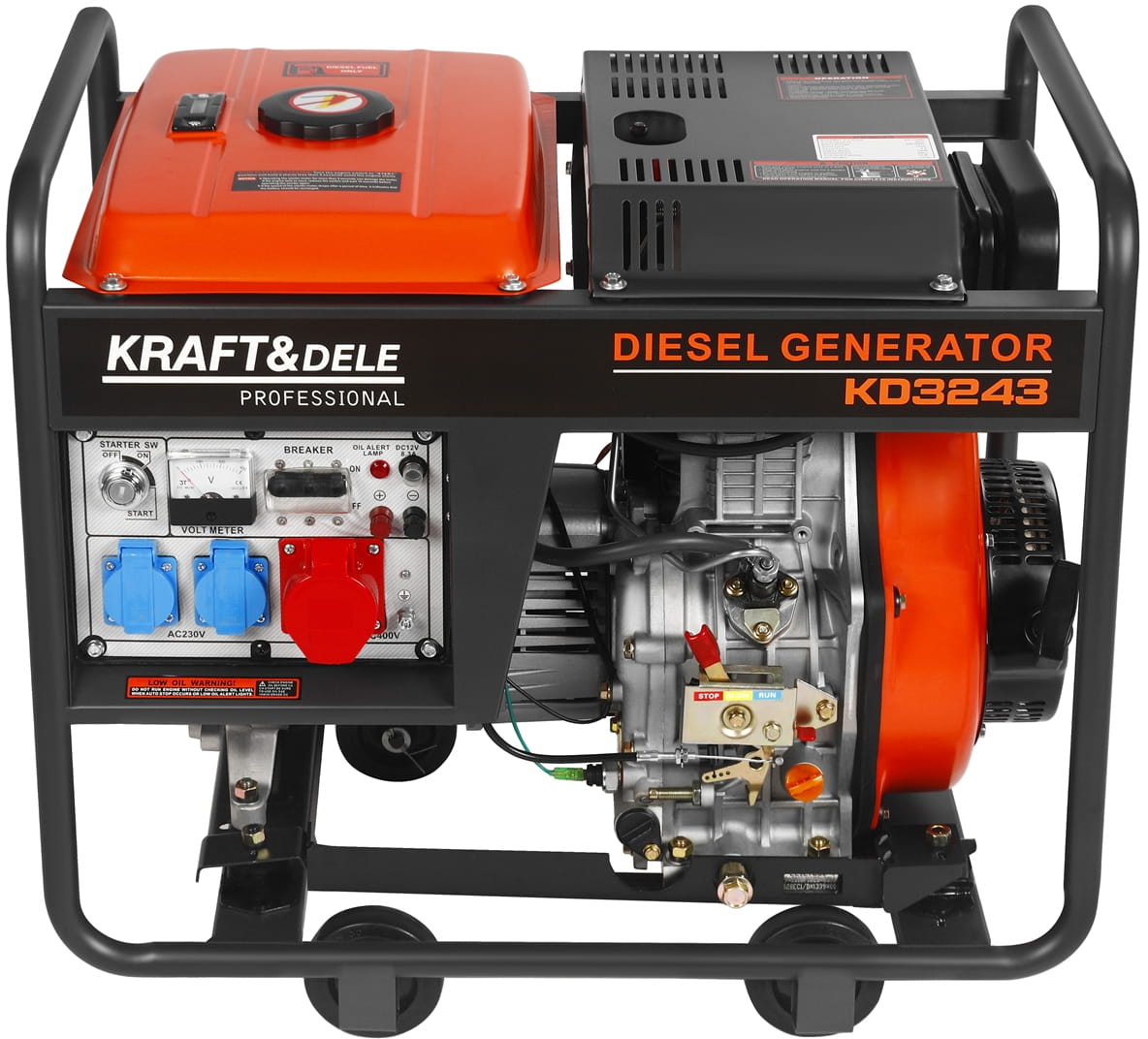 Dieselový generátor 7 kW, 16 kW, 230 V/400 V, 16 HP KD3243