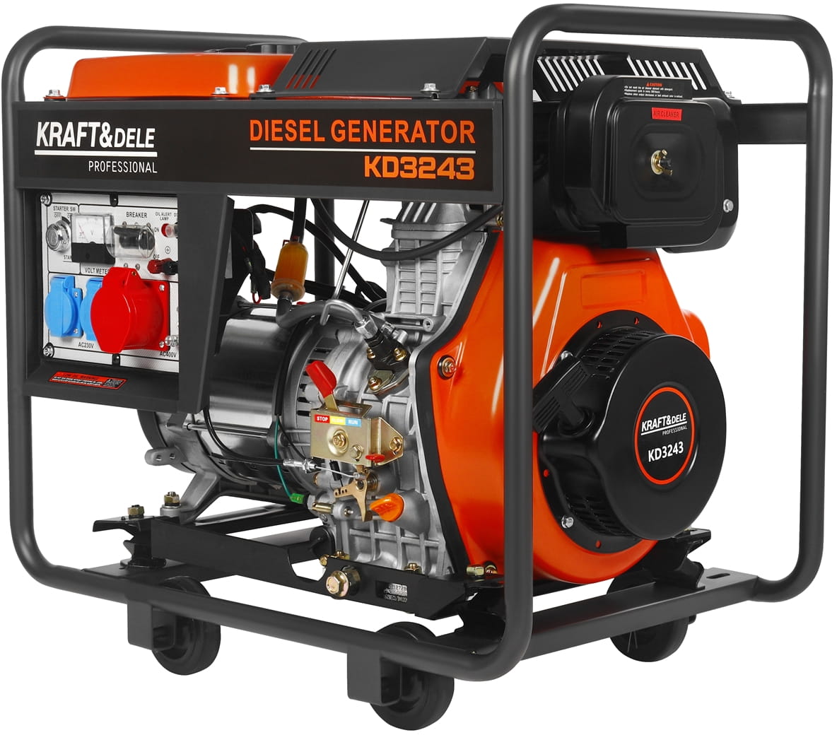 Dieselový generátor 7 kW, 16 kW, 230 V/400 V, 16 HP KD3243