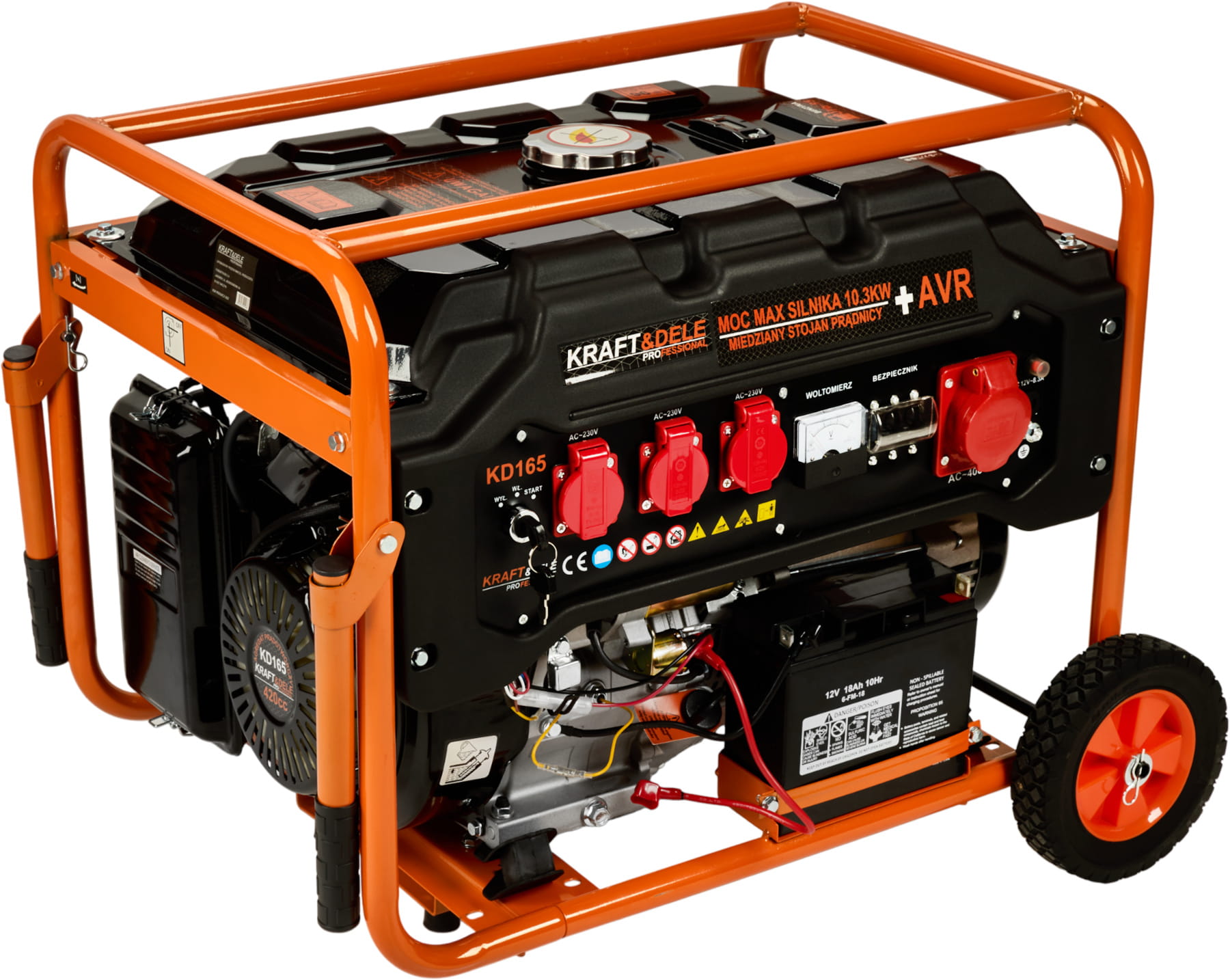 KRAFT&DELE Třífázový generátor 400 V/230 V/12 V, 5500 W KD165