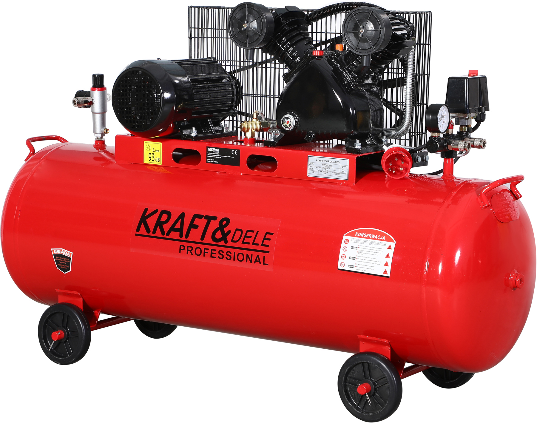 KRAFT&DELE Olejový kompresor 200 l, 2 písty + odlučovač KD1473