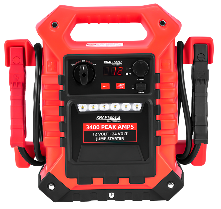 Startovací zdroj / jump starter 12/24 V, 3400/1400 A + osvětlení KD5345